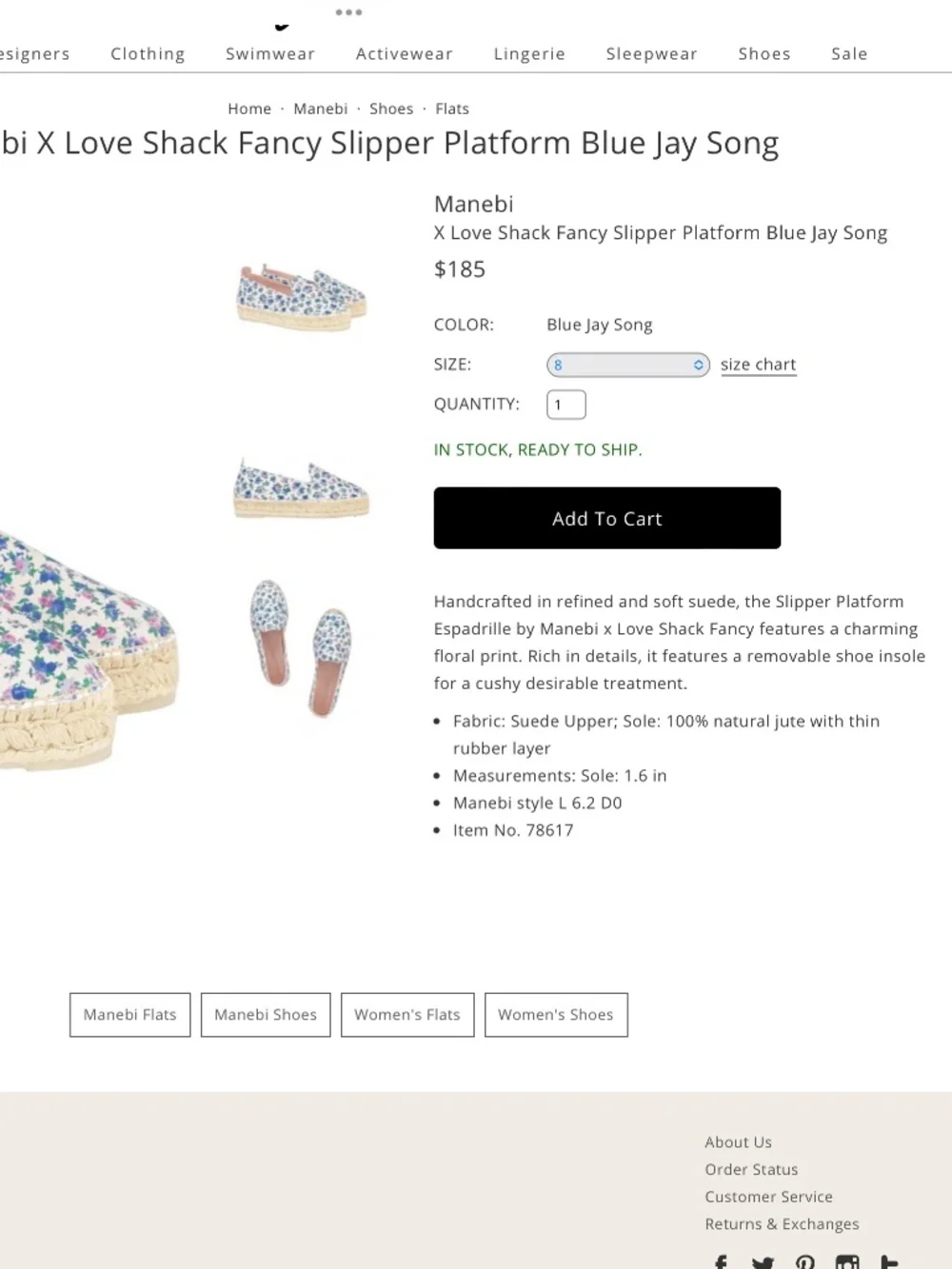 SHABBY CHIC 🔥 MANEBI X LOVE SHACK FANCY BLUE FLORAL PLATFORM ESPADRILLES